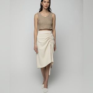 OAK + FORT Cinched Midi Skirt in slate blue